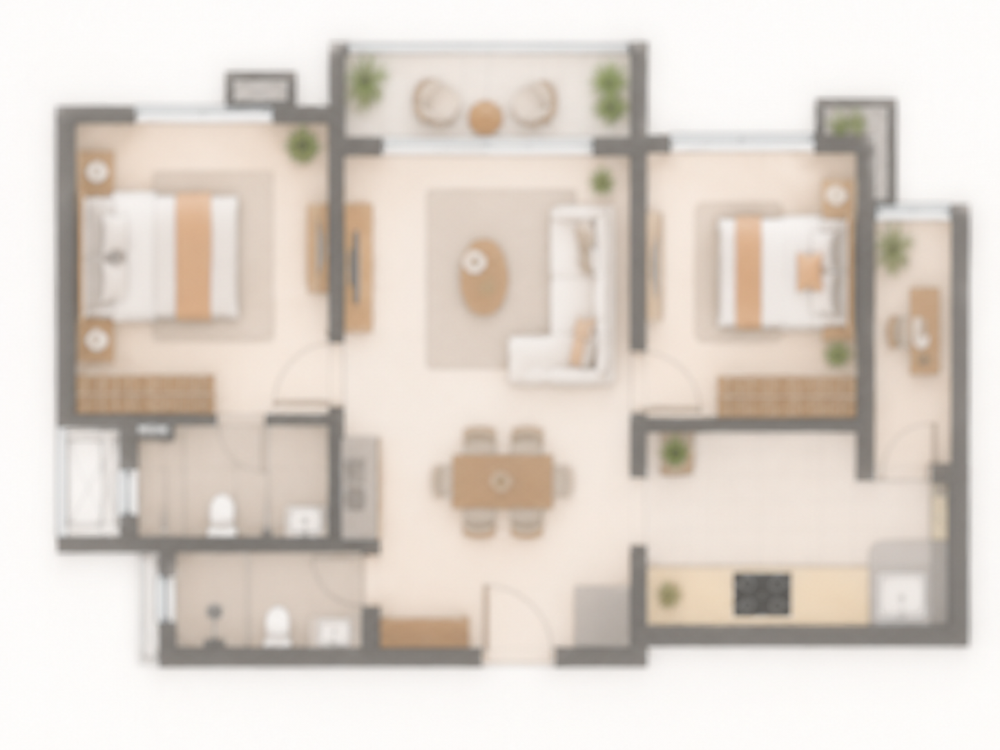 Embassy Knowledge Park 2.5 BHK blurred floor plan