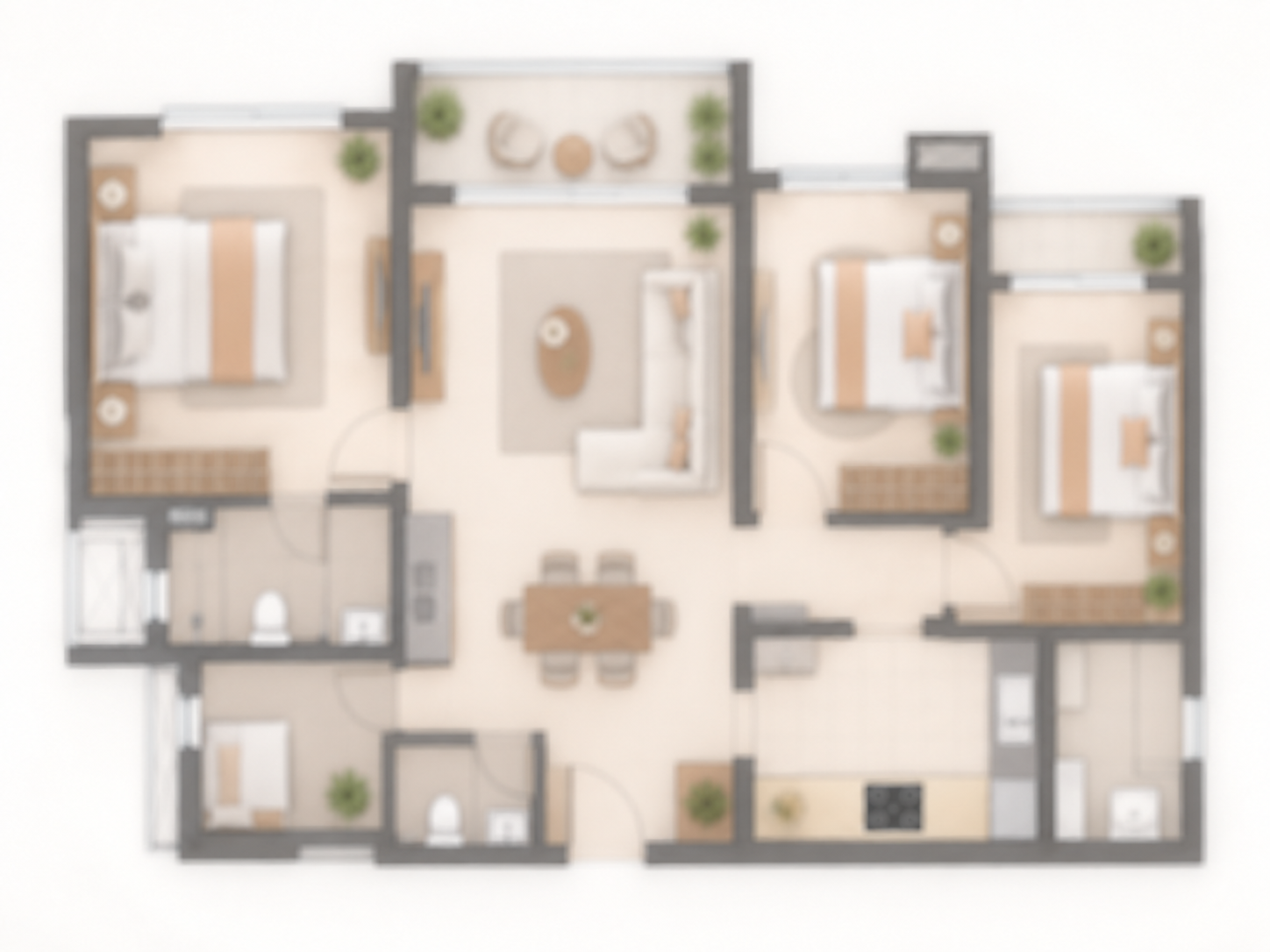 Embassy Knowledge Park 3 BHK blurred floor plan